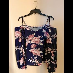 SHEIN off the shoulder flower patterned blouse
